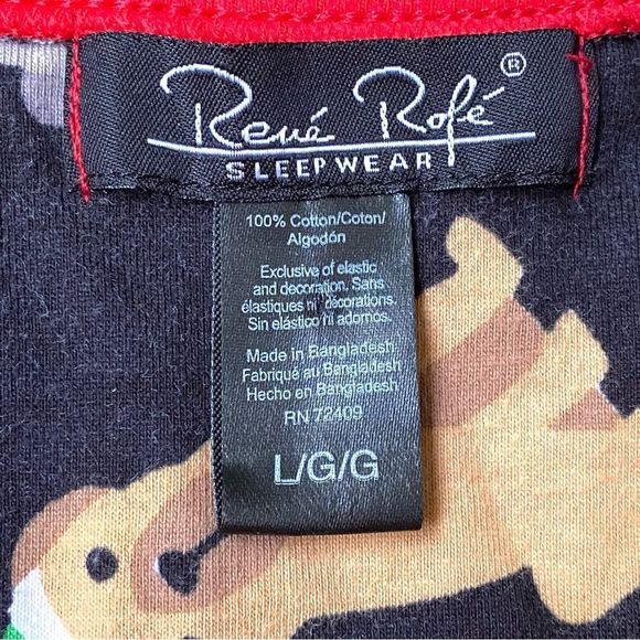 Rene Rofe Feliz Naughty Dog Red Christmas Loungewear Nightgown Size L - Picture 3 of 6